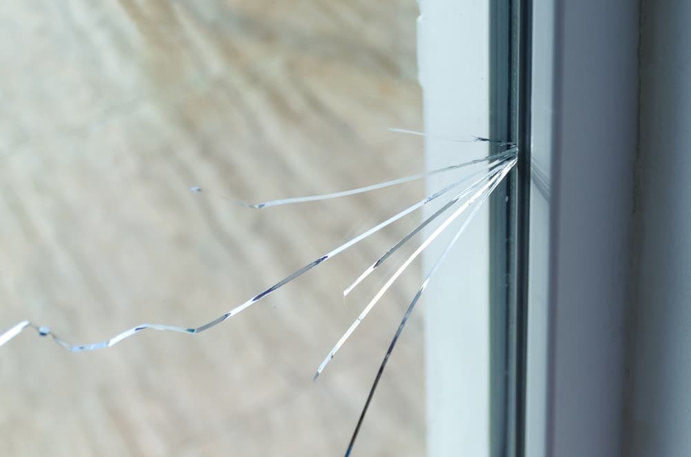 Cracked window needing glass repair